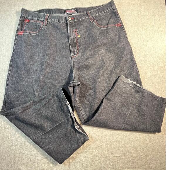 Southpole Men’s 48 Black Wide-Leg Baggy Denim Jeans Streetwear Y2K Hip Hop Urban - Picture 1 of 11